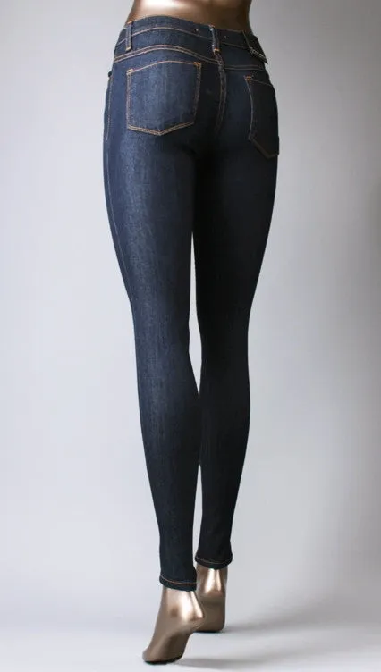 Flying Monkey High Waisted Skinny Jeans in Dark Blue