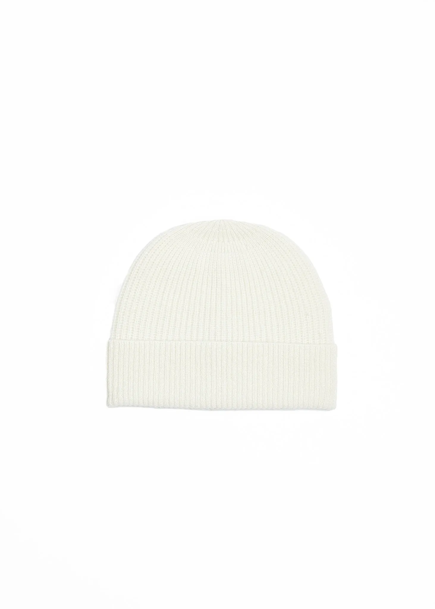 Foxford White Ribbed Cashmere Beanie