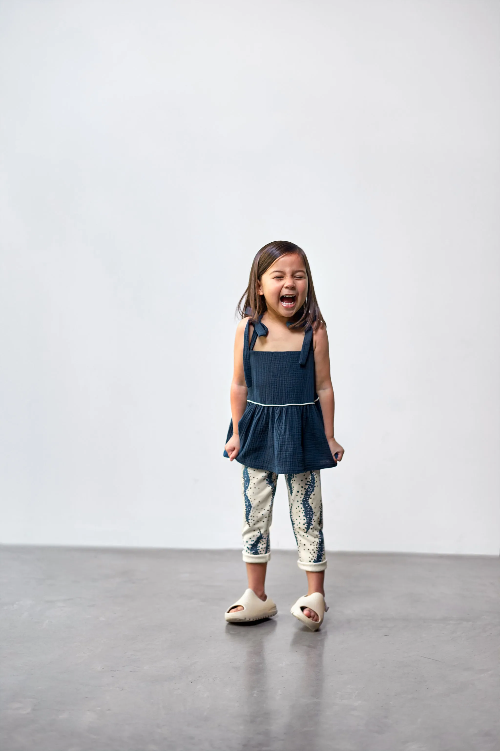 Girl Peplum Top | Navy