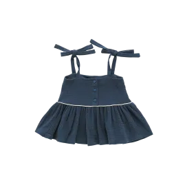 Girl Peplum Top | Navy