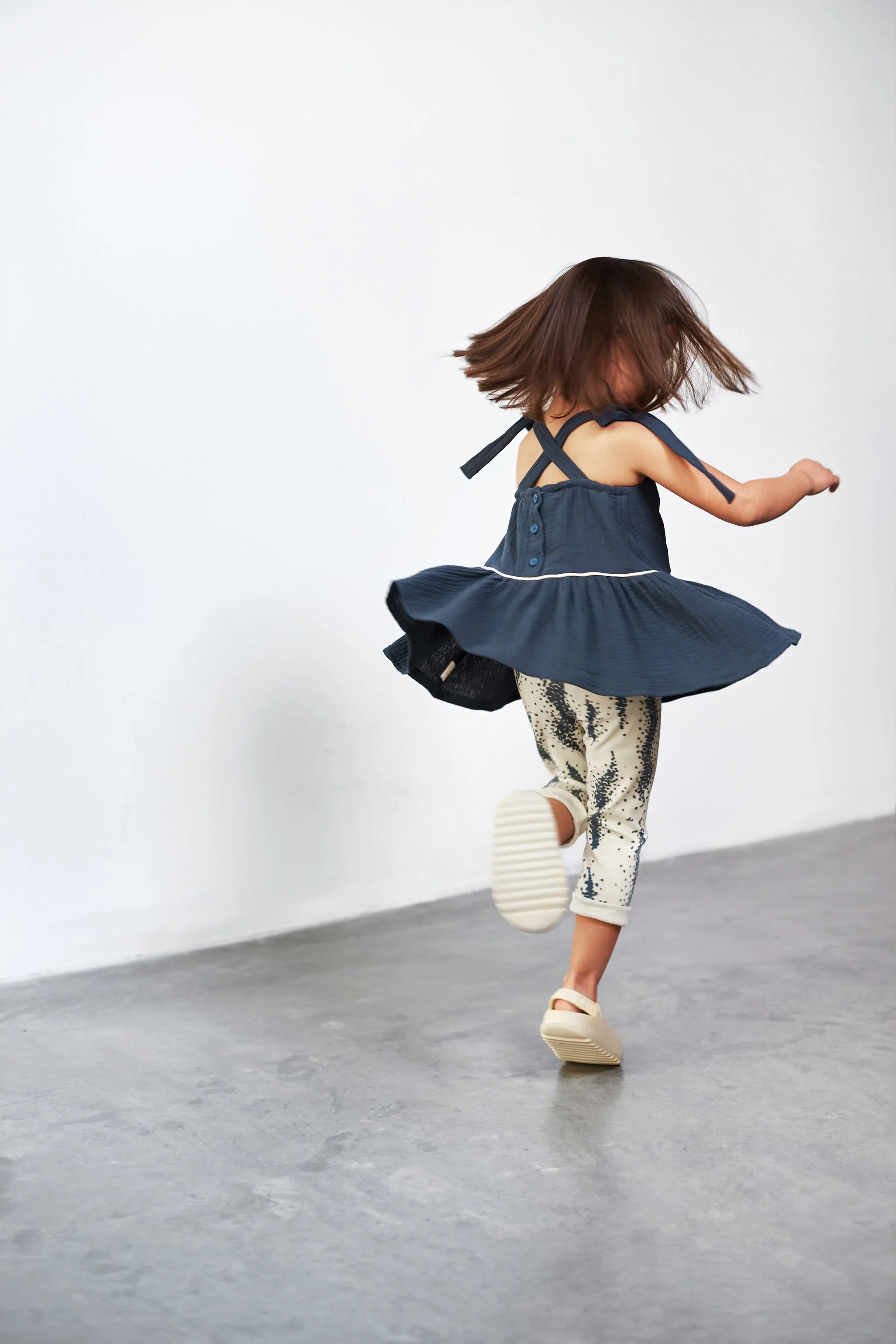 Girl Peplum Top | Navy