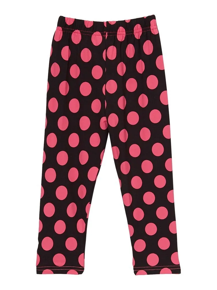 Girls Black Hot Pink Polka Dot Print Ice Silk Leggings 9M-8