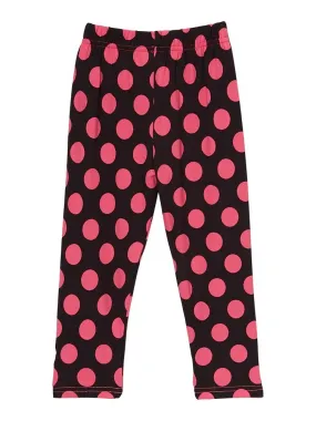 Girls Black Hot Pink Polka Dot Print Ice Silk Leggings 9M-8