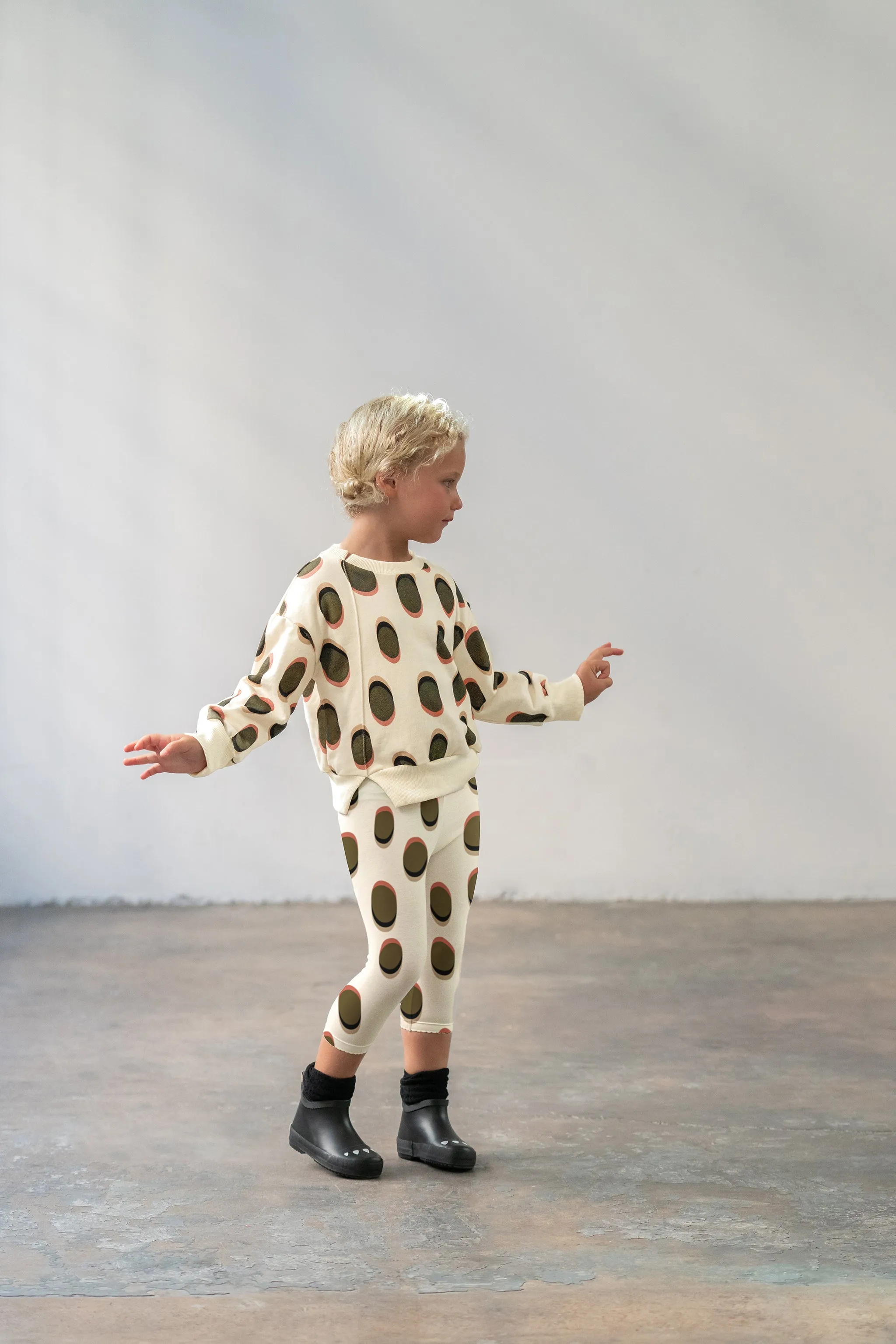 Girls Jersey Leggings with Rib Cuff | Cream