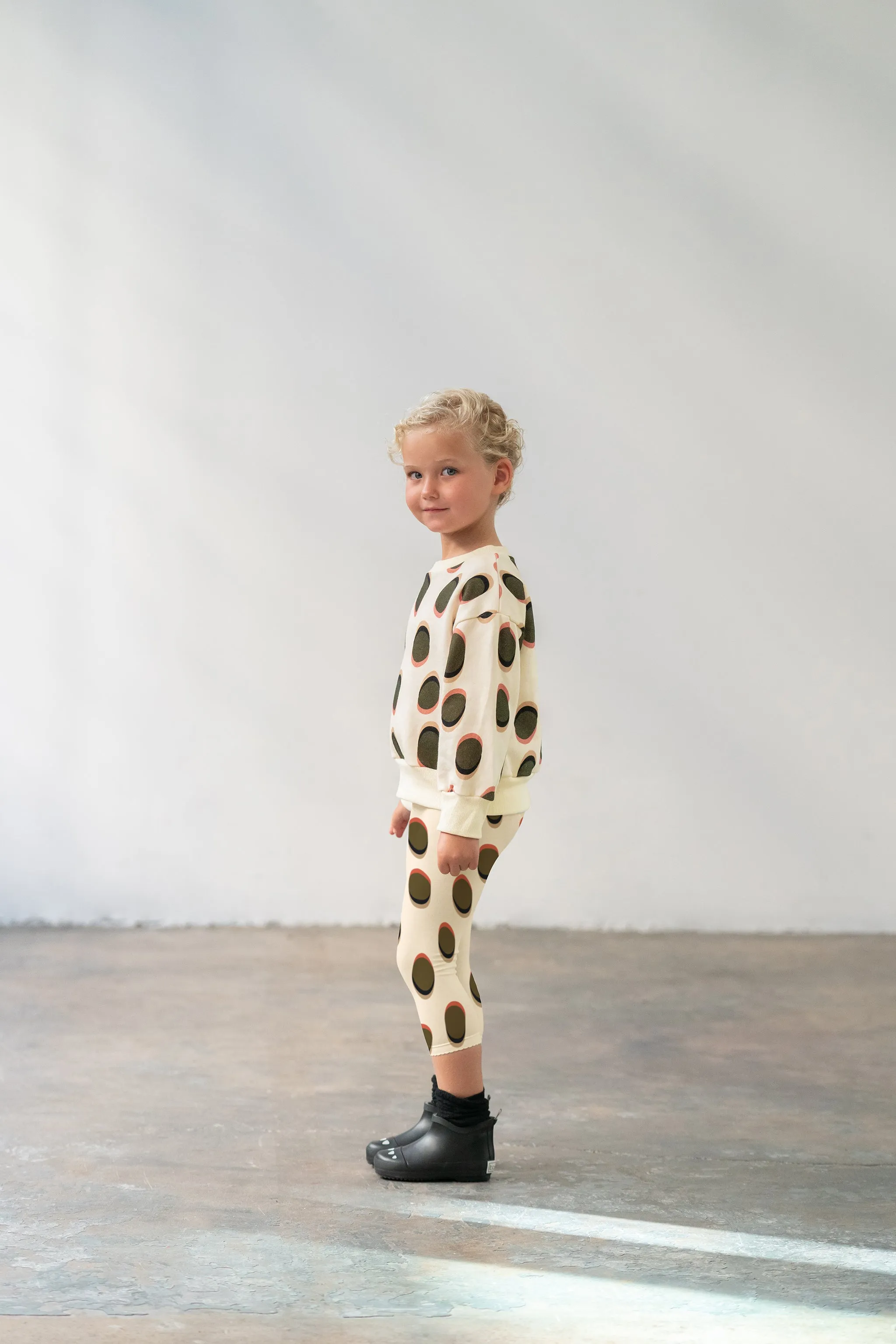 Girls Jersey Leggings with Rib Cuff | Cream