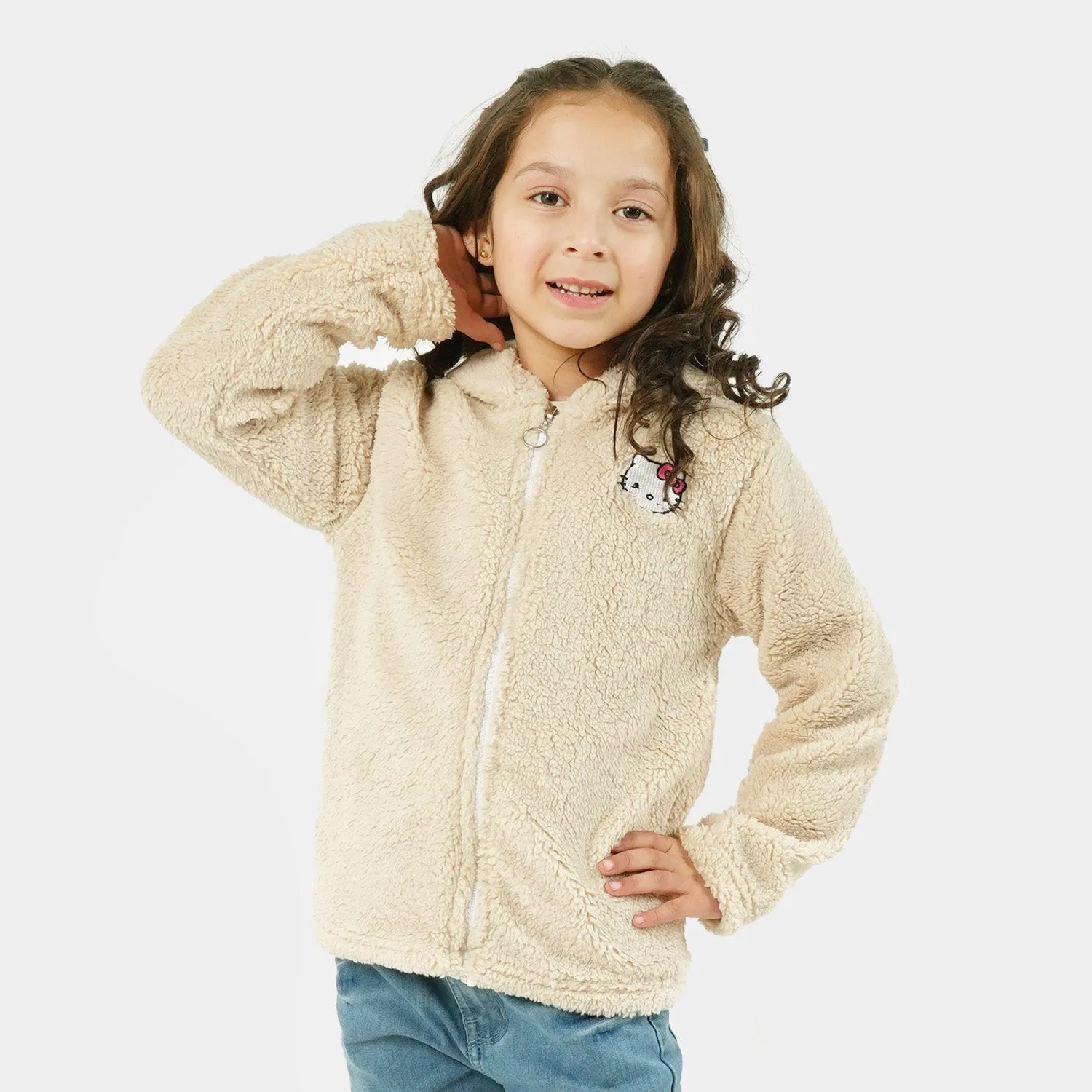 Girls Knitted Jacket Character - Off White