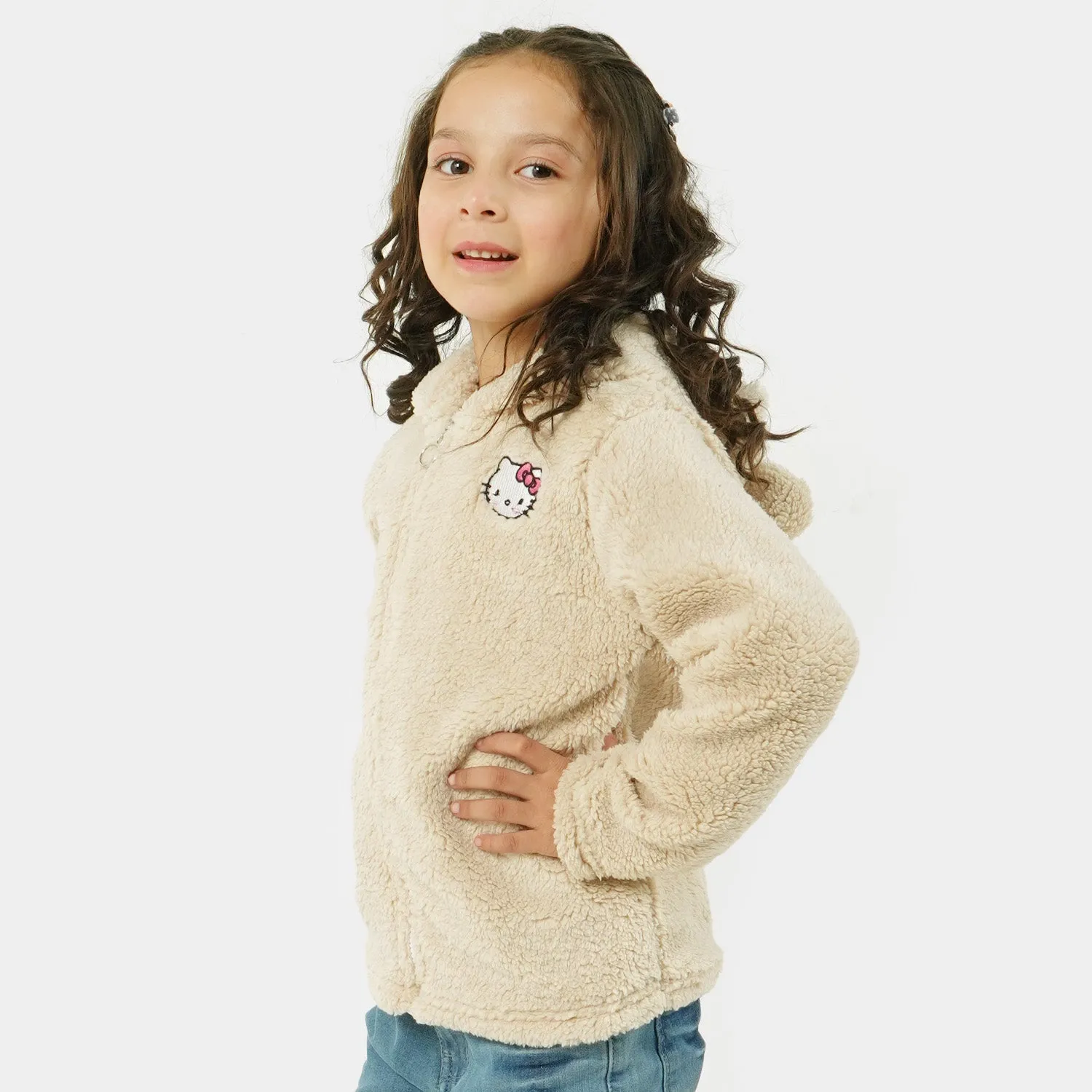 Girls Knitted Jacket Character - Off White