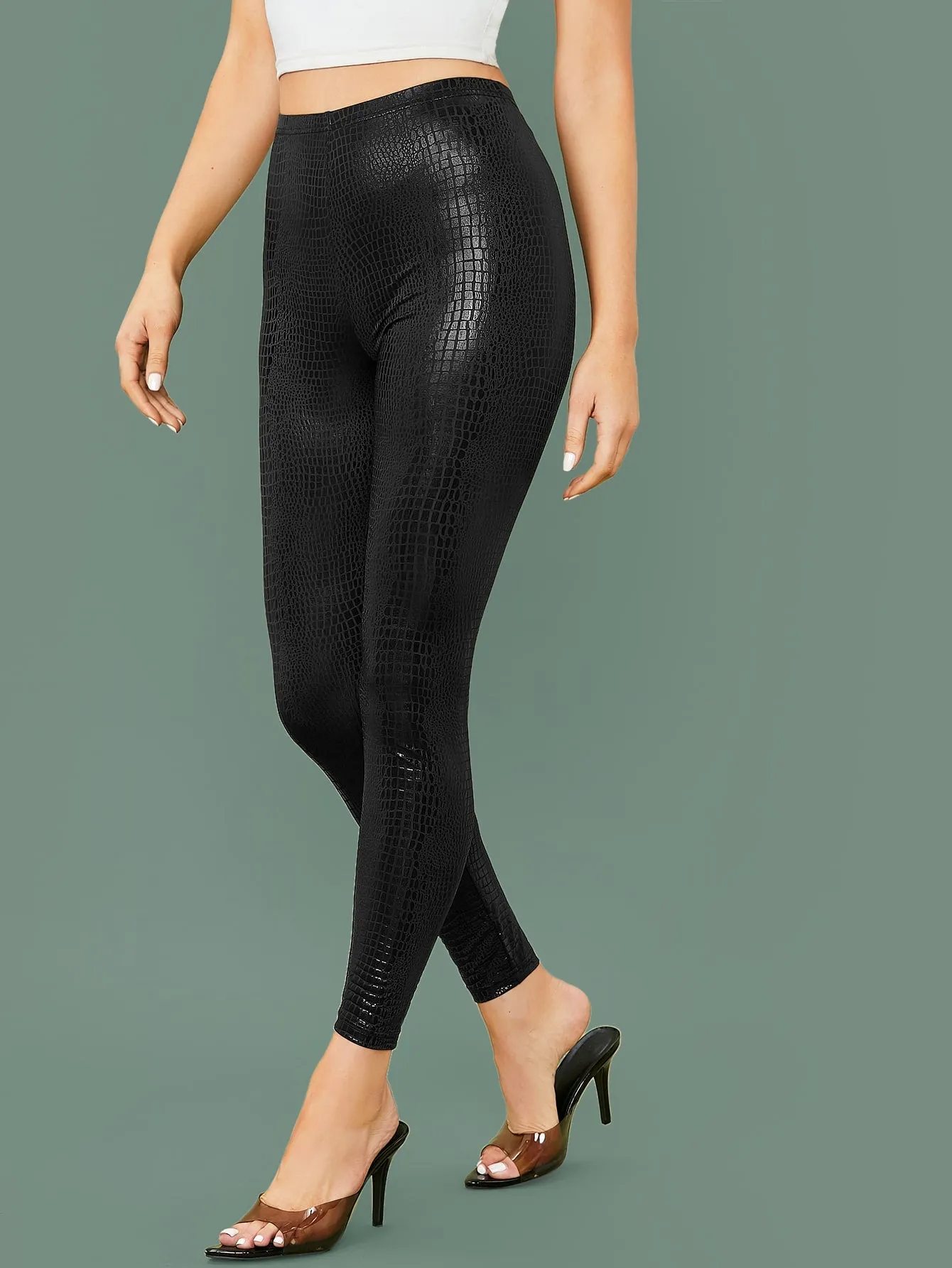 Glamorous Crocodile Cropped Women Leggings