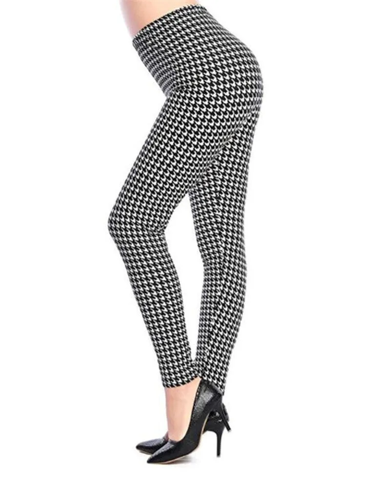 Graffiti Leggings Floral Patterned Print For Women Leggings Houndstooth Sale Elastic Design Vintage Leggings W056