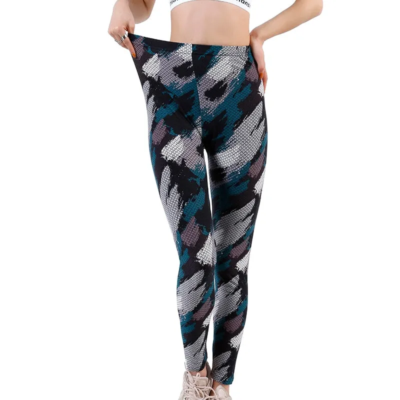 Graffiti Leggings Floral Patterned Print For Women Leggings Houndstooth Sale Elastic Design Vintage Leggings W056