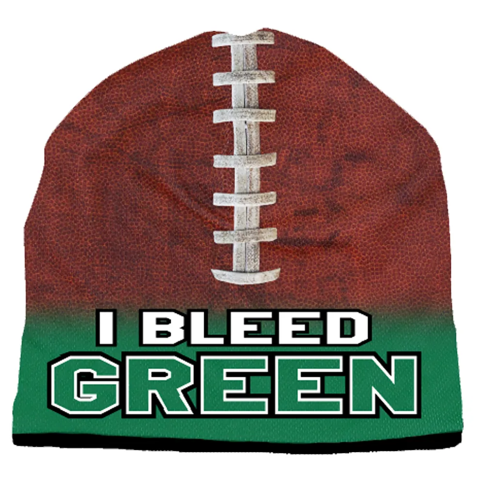 Green And White Football State Pride Beanie (Light Green)