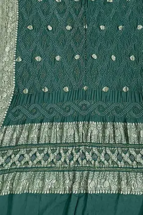 Green Banarasi Bandhani Pure Georgette Meenakari Dupatta: Exquisite Elegance for Every Occasion
