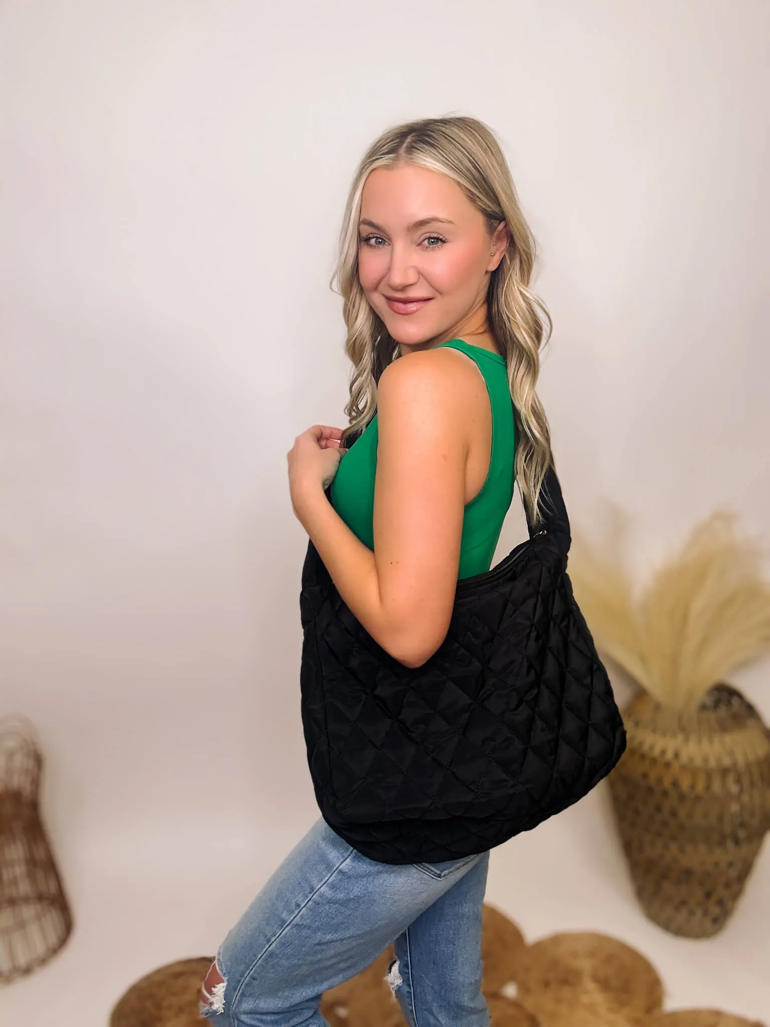 Green Boat Neck Sleeveless Tank Bodysuit