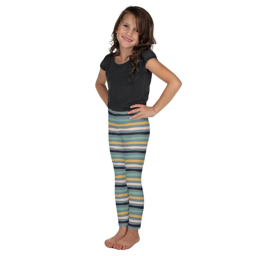 Green Tropical Stripes Kid's Leggings