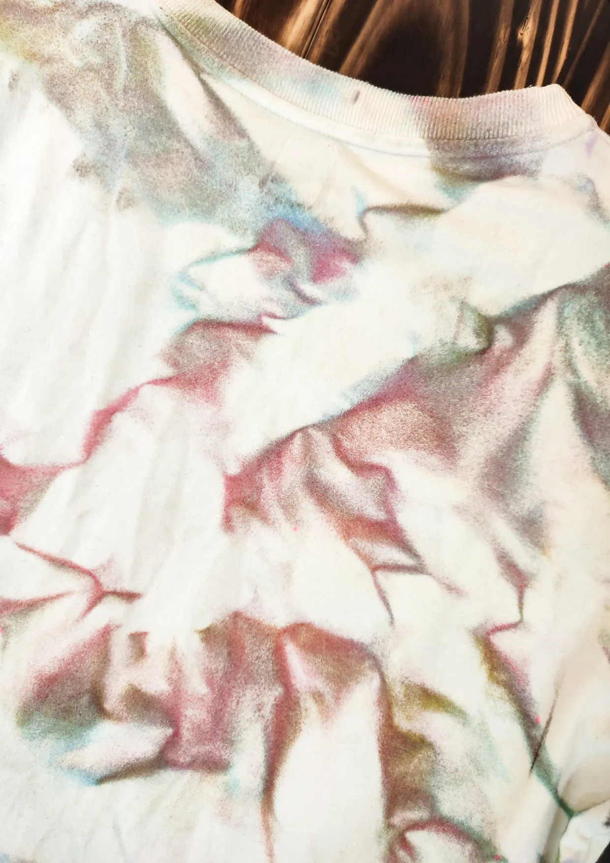 HANDPAINTED / CROPPED - T-SHIRT S - COTTON JERSEY creme painted