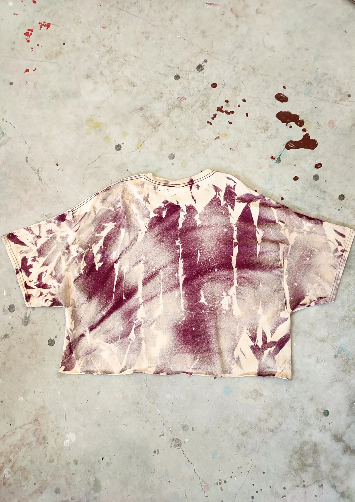 HANDPAINTED / CROPPED - T-SHIRT XXXL - COTTON JERSEY purple painted