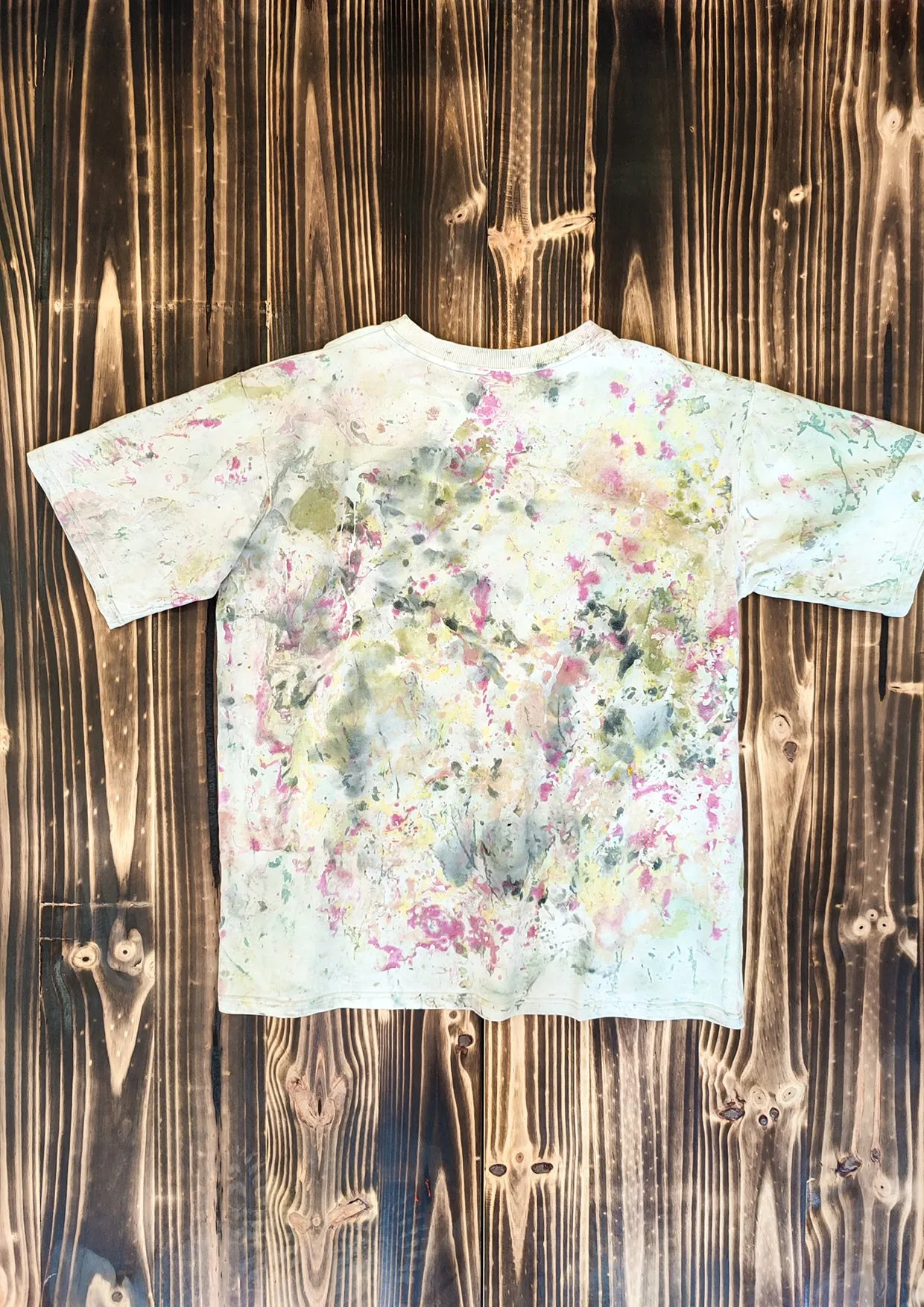 HANDPAINTED - T-SHIRT L - COTTON JERSEY creme painted