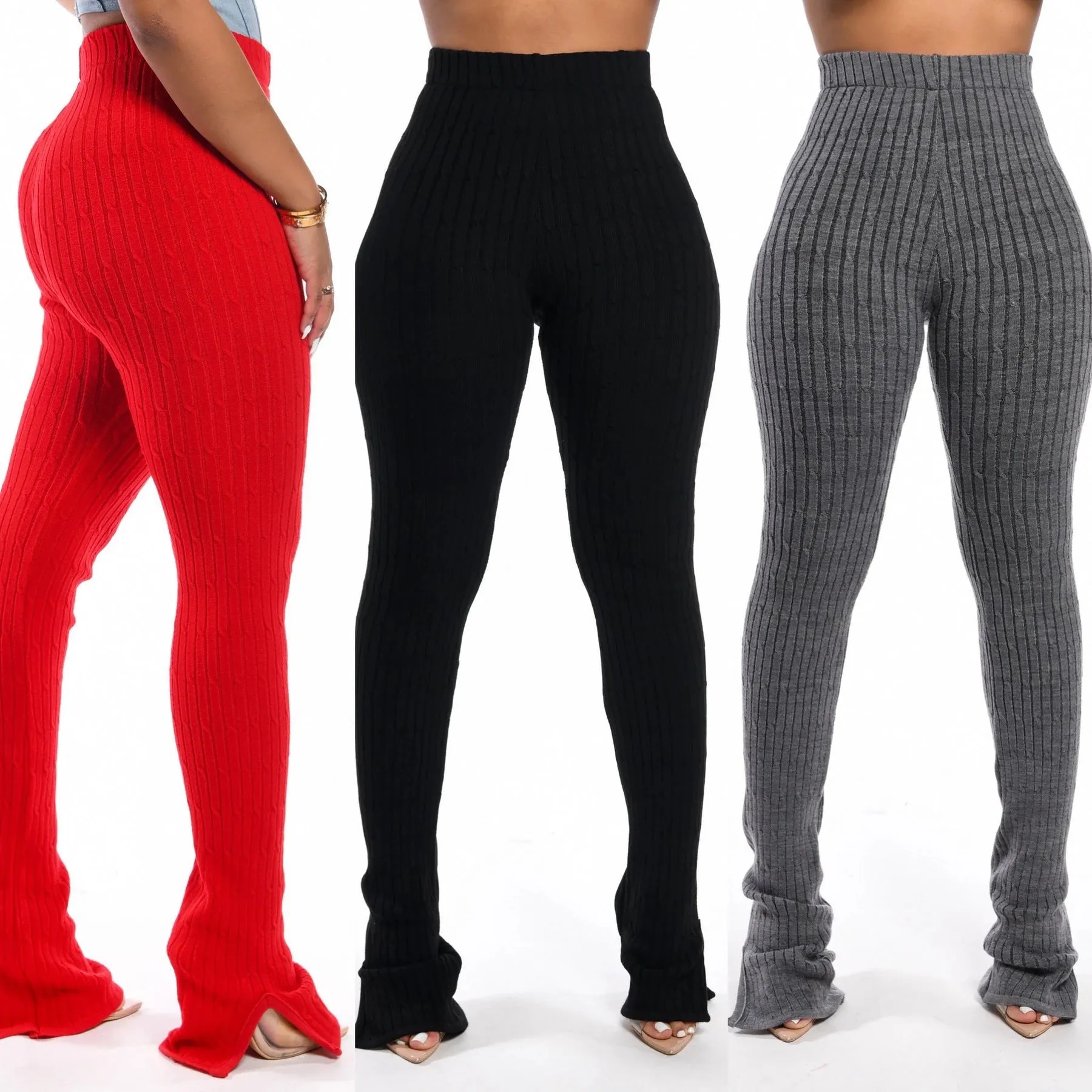 HAOYUAN Sexy Knitted Stacked Leggings