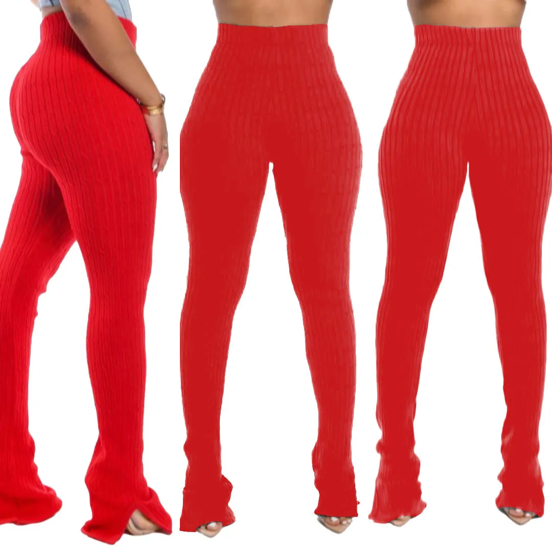 HAOYUAN Sexy Knitted Stacked Leggings