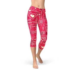Heartfelt Red Capri Performance Leggings