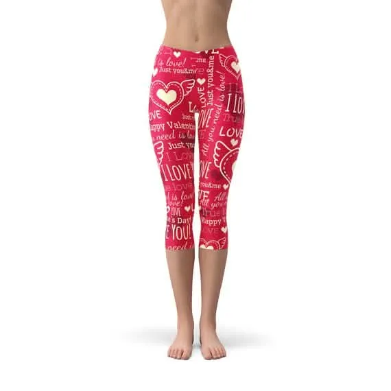 Heartfelt Red Capri Performance Leggings