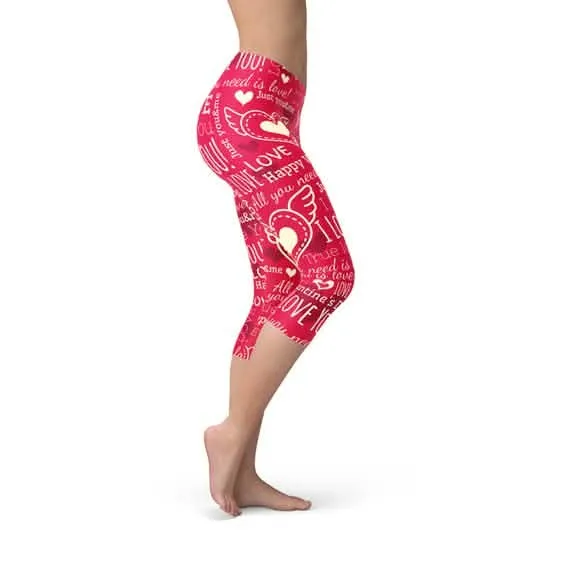 Heartfelt Red Capri Performance Leggings