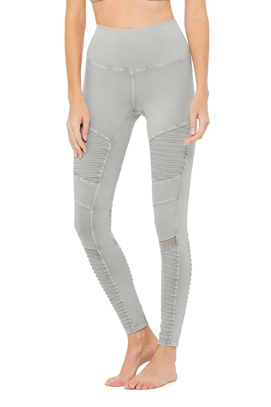 High-Waist Washed Moto Legging