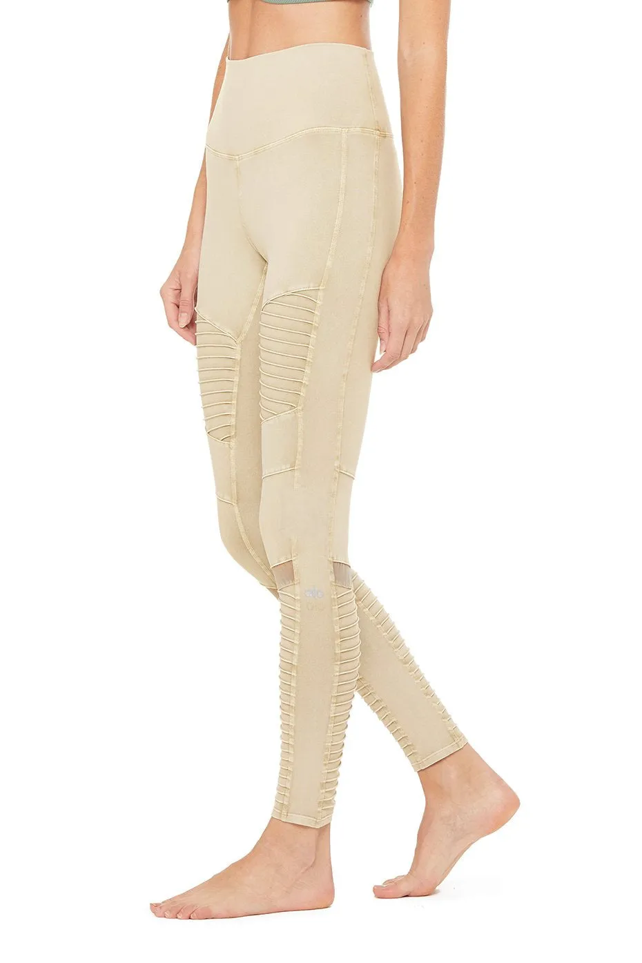 High-Waist Washed Moto Legging