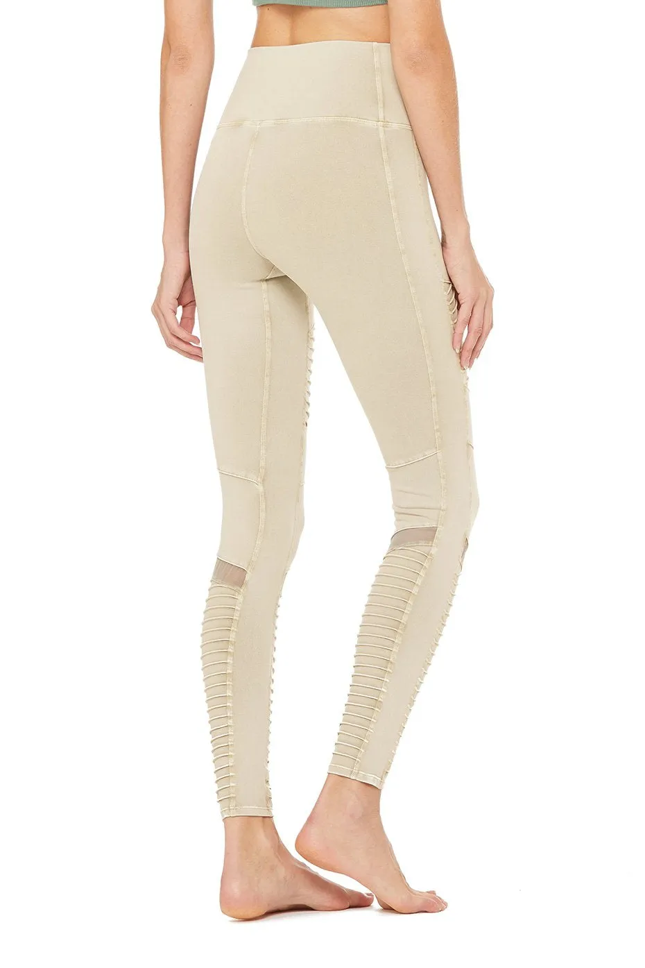 High-Waist Washed Moto Legging
