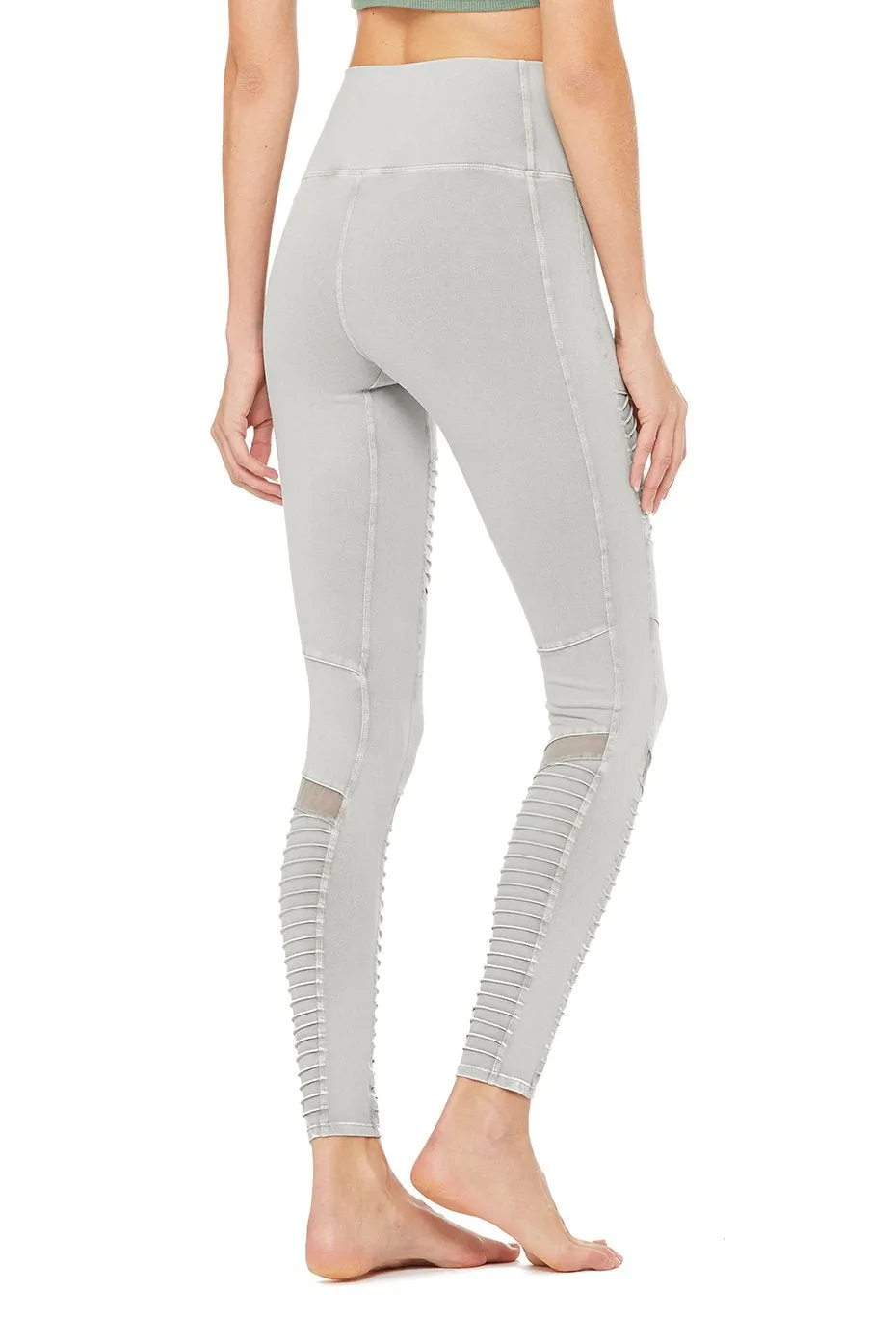 High-Waist Washed Moto Legging