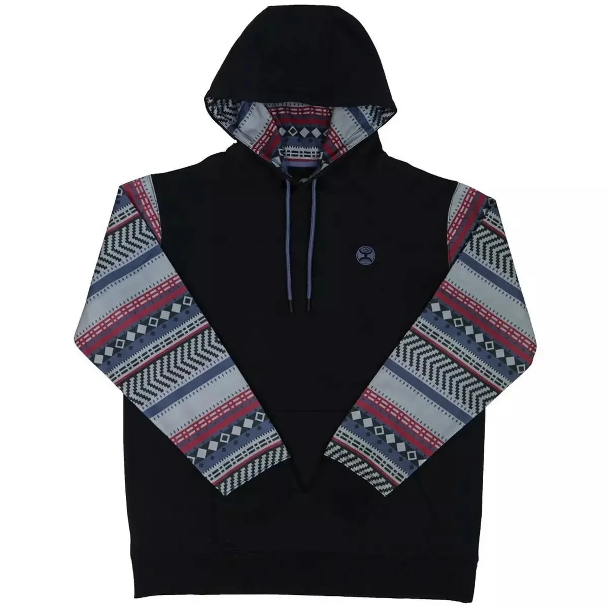 Hooey Men's Acuna Black With Aztec Sleeves Hooded Sweatshirt HH1176BKBL