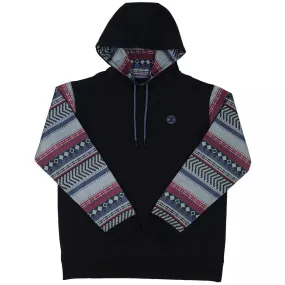 Hooey Men's Acuna Black With Aztec Sleeves Hooded Sweatshirt HH1176BKBL