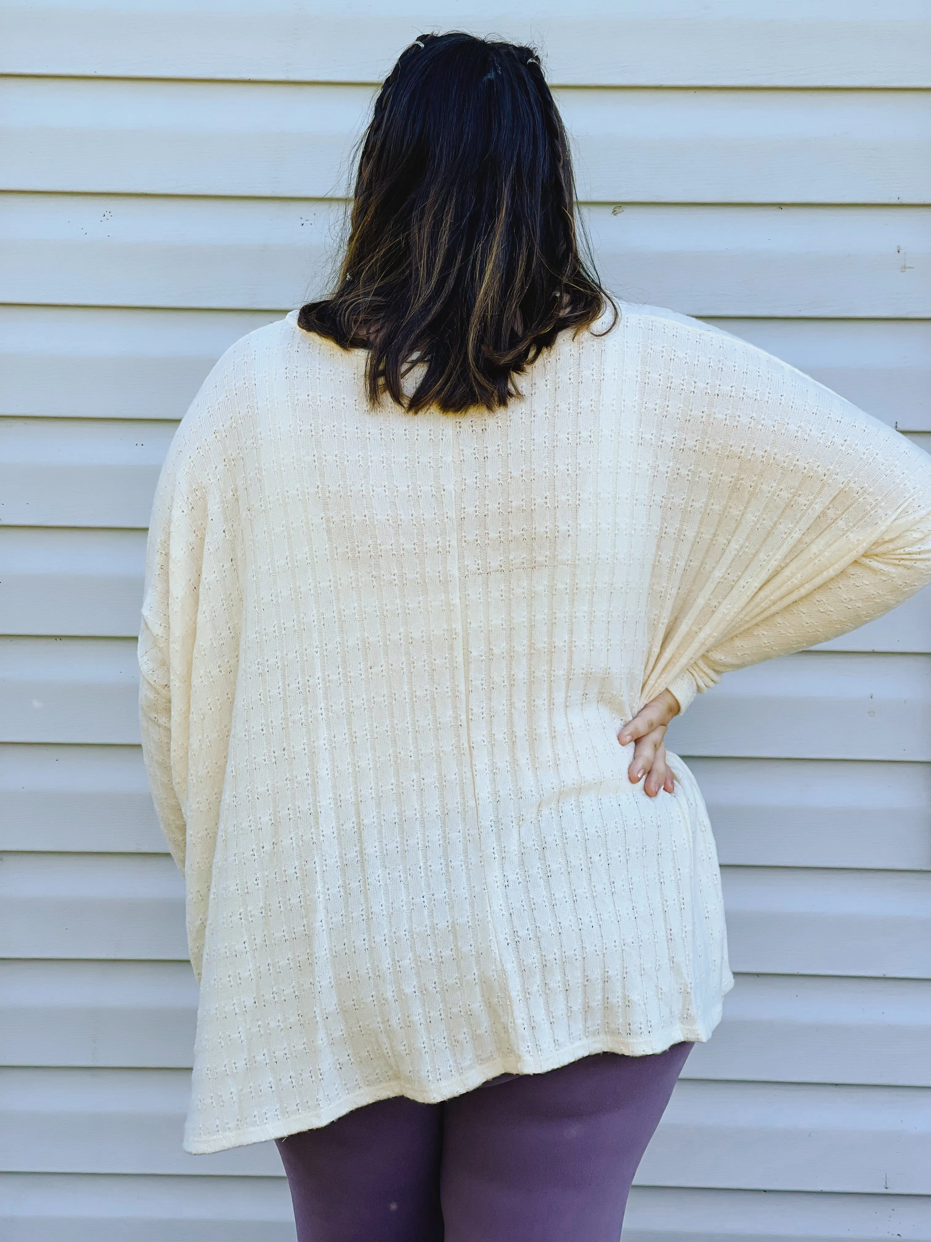 Iced Latte Dreamy Oversized Pointelle Knit Top