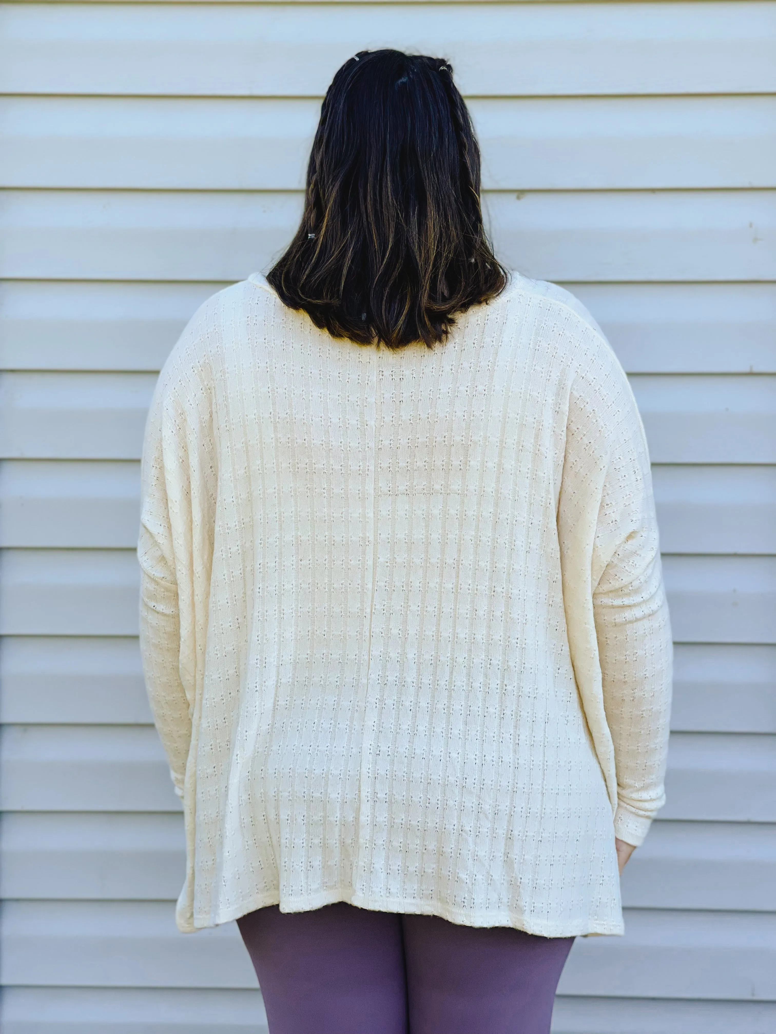 Iced Latte Dreamy Oversized Pointelle Knit Top