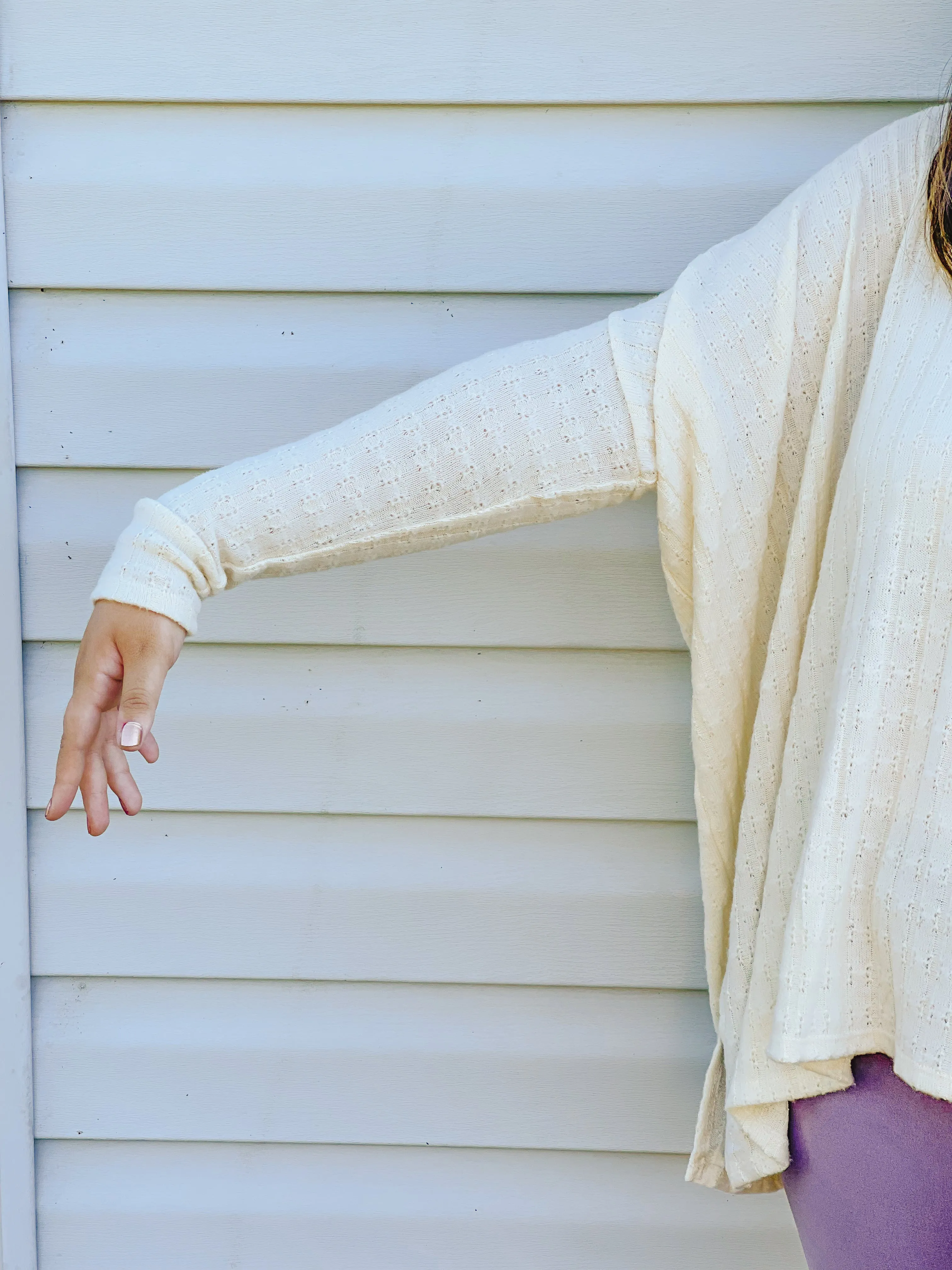 Iced Latte Dreamy Oversized Pointelle Knit Top