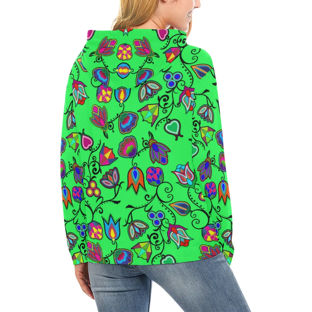 Indigenous Paisley - Green Hoodie for Women (USA Size)