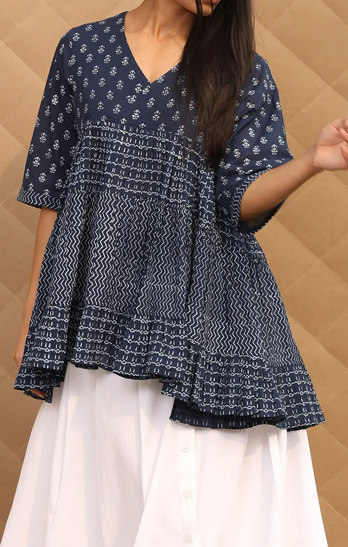 Indigo Tiered Flared Top