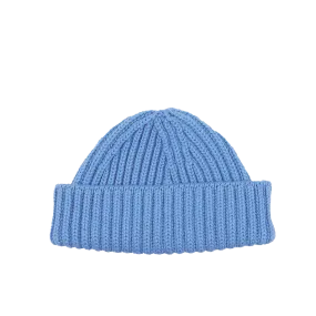 Isfahan Blue Cashmere Ribbed Short Beanie