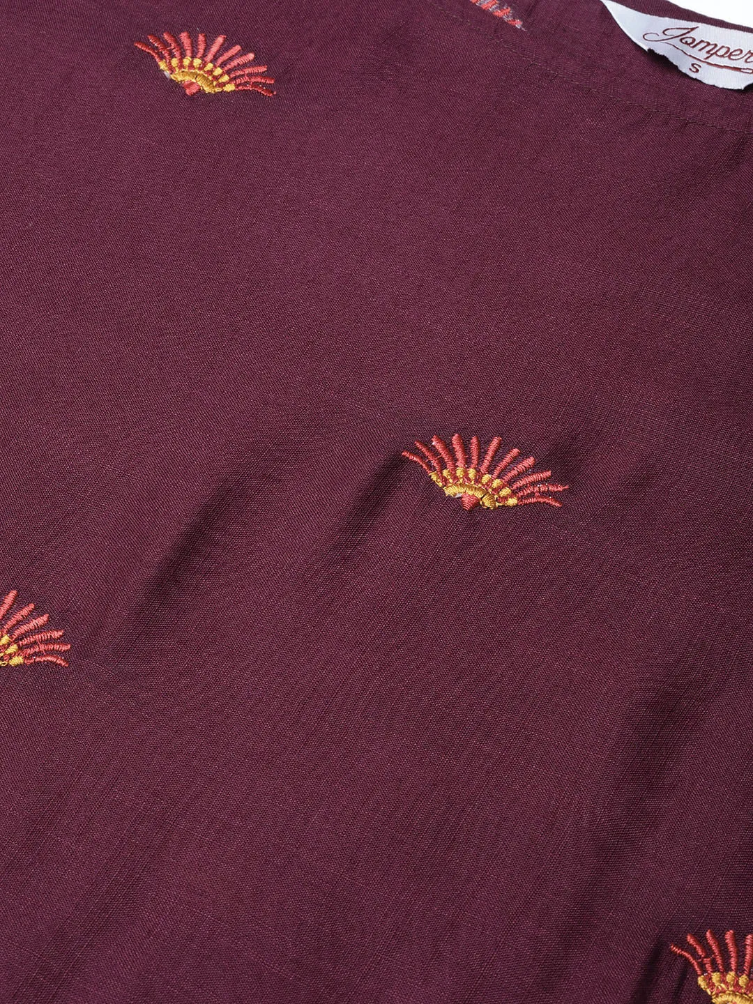 Jashvi Women Purple Yoke Design Straight Kurta