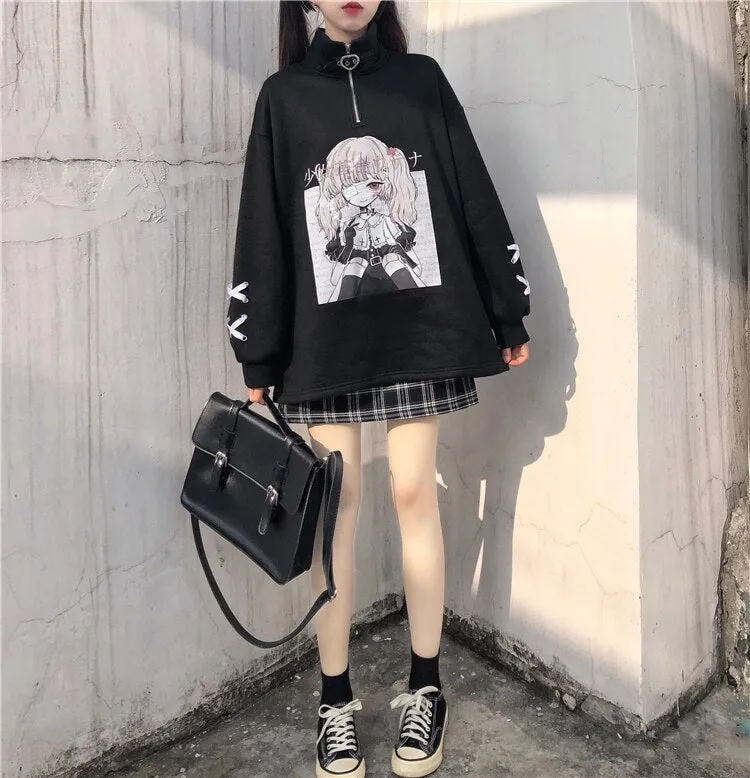 Kawaii Girl Ribbon Cuff Anime Hoodie