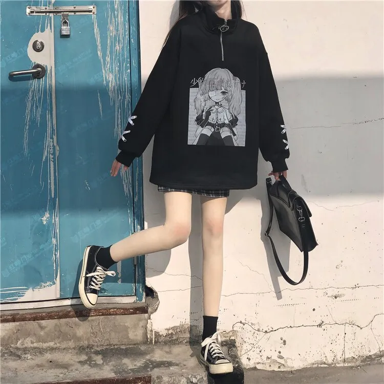 Kawaii Girl Ribbon Cuff Anime Hoodie