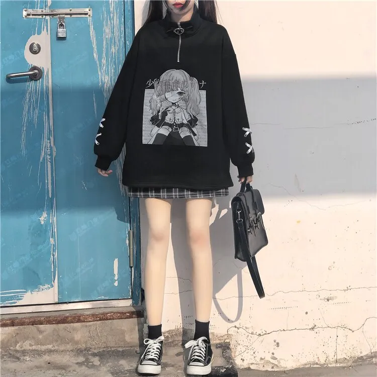 Kawaii Girl Ribbon Cuff Anime Hoodie