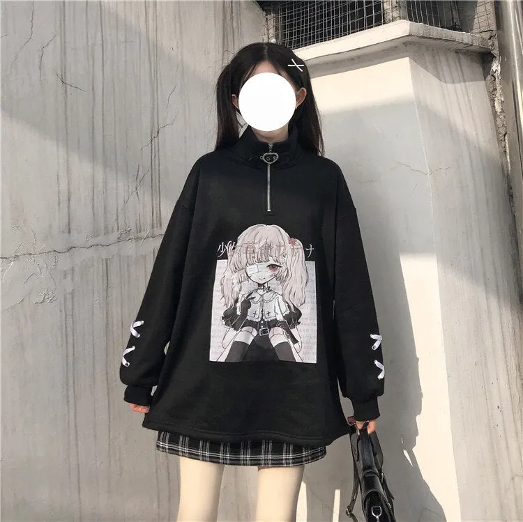 Kawaii Girl Ribbon Cuff Anime Hoodie