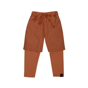 Kids Layered Nylon Shorts with Leggings l Rust