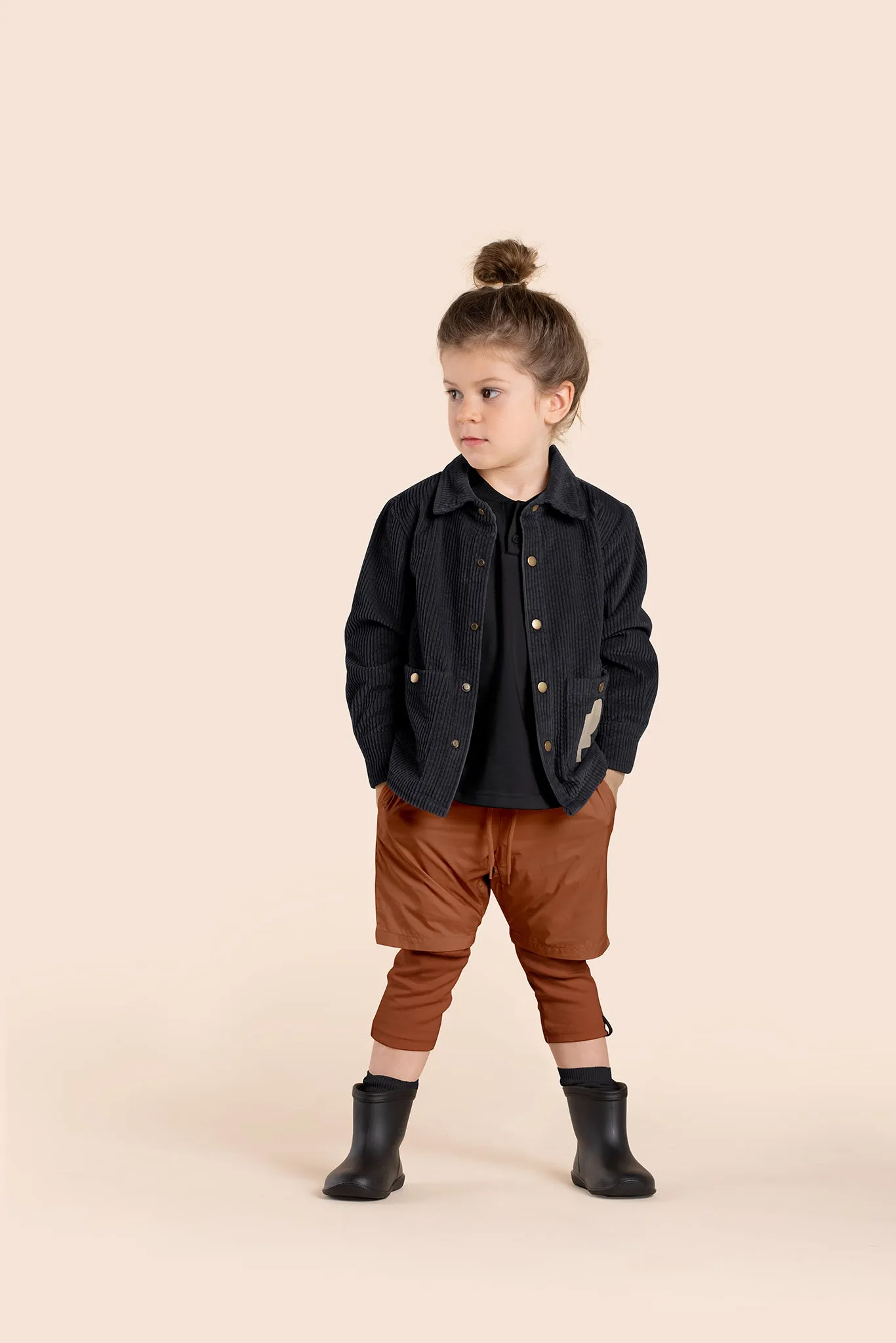 Kids Layered Nylon Shorts with Leggings l Rust