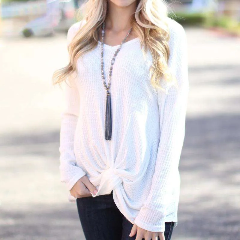 Knot Detail Waffle Tunic | S-XL
