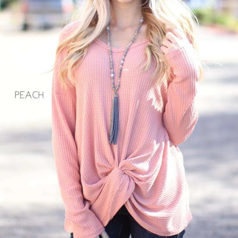 Knot Detail Waffle Tunic | S-XL