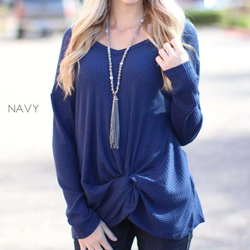 Knot Detail Waffle Tunic | S-XL