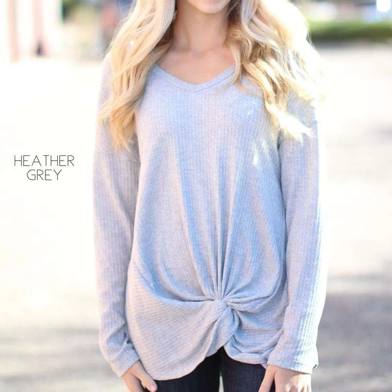 Knot Detail Waffle Tunic | S-XL