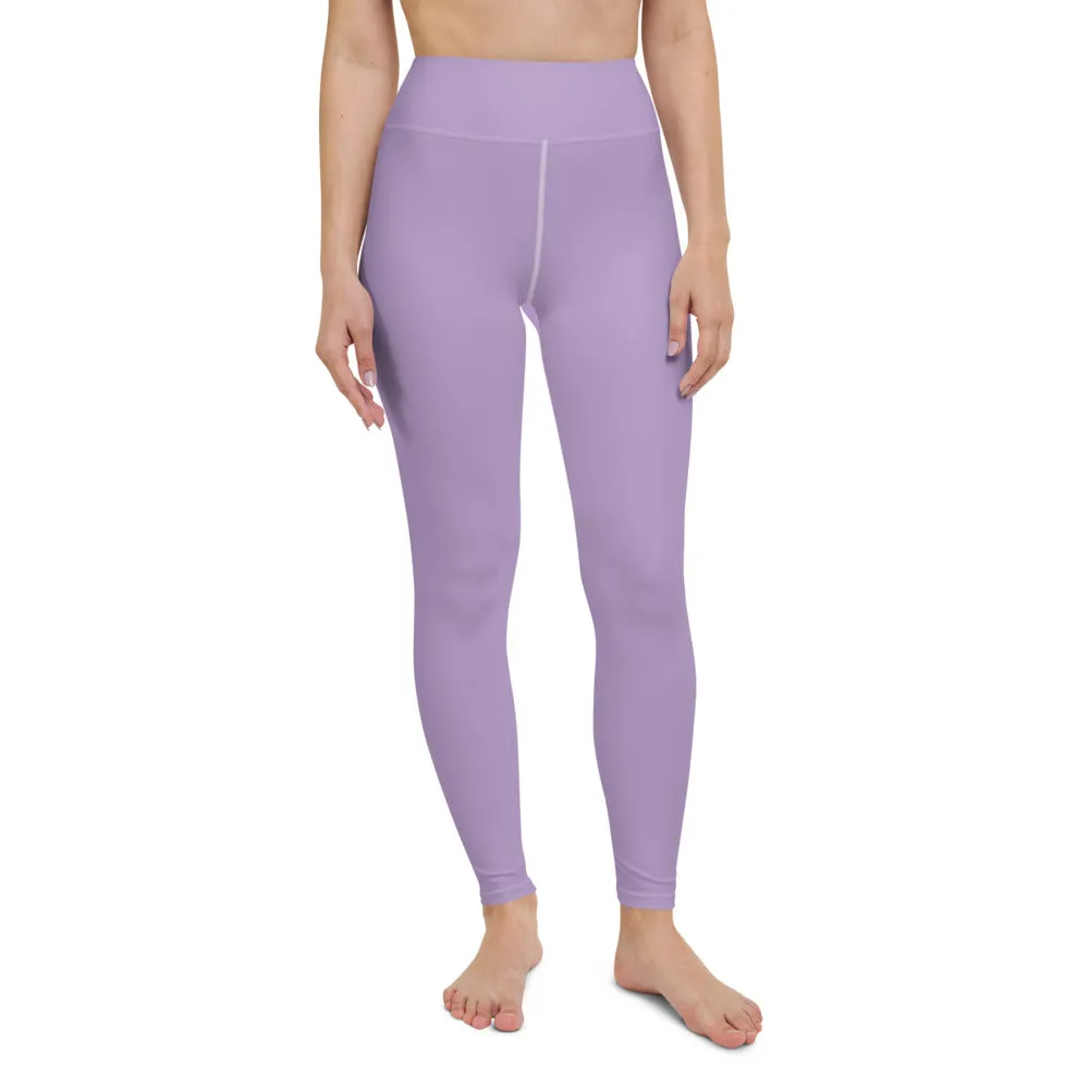 Light Purple Women's Yoga Leggings, Best Pale Purple Long Gym Tights-Made in US/EU/MX